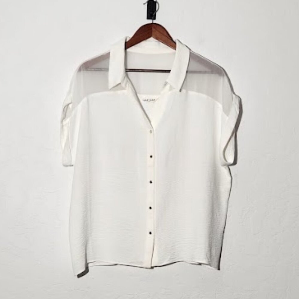 Naf Naf Women's Short Sleeve Button-Down Shirt in size 42 (US 10/12)